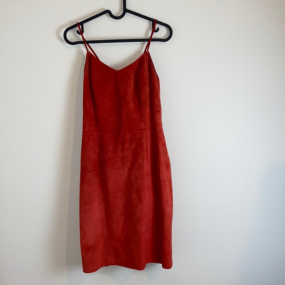 VINTAGE DANIER Genuine Leather Suede Lace Up Back Dress